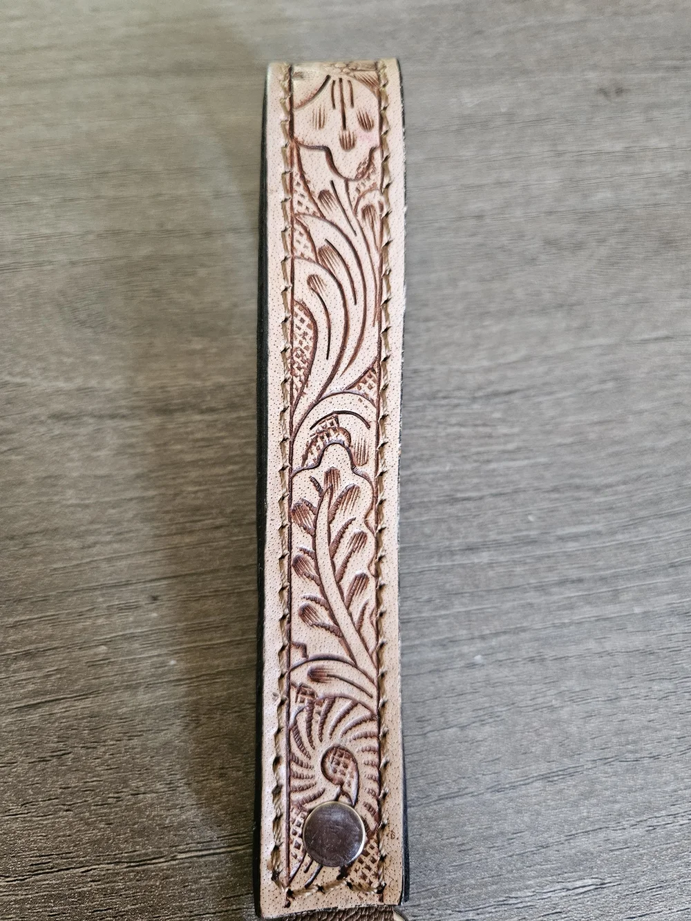 Leather Tooled Key Fob Wristlet - Tan-NWOT